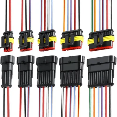 5 Sets wasserdichte Kabelverbinder 16 AWG, 2-6 polig