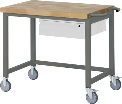 Produktbild von STIER Fahrbare Werkbank Premium, 1 Schublade, 100x70x88cm, Stahl & Buche, Montagewerkbank