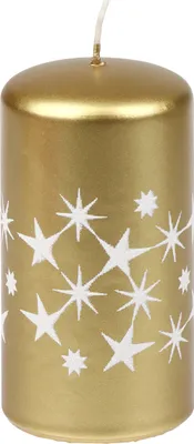 Produktbild von Stumpenkerze "Glitzersterne" Gold 110/57 mm, Weihnachtskerzen von Steinhart Kerzen in RAL-Kerzen Güte Qualität