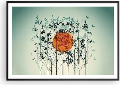 Produktbild von Gerahmtes Poster - Schwarzer Rahmen - Westen Sonne Gras - 100x70 cm - Wand Bild - Wanddeko - Wandbilder - Kunstposter - Wandposter - Bilderrahmen - Bilder - Kunstdruck - P2BAA100x70-5104