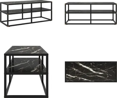 Produktbild von vidaXL TV Schrank Schwarz mit Schwarzer Marmor Optik Glas 100x40x40 cm - TV-Schrank - TV-Schränke - TV Lowboard - TV Tisch