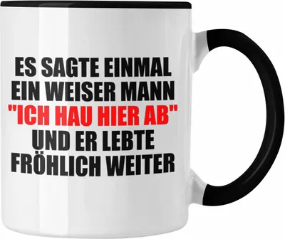 Produktbild von Trendation - Jobwechsel Tasse Geschenk Kollege Lustig Abschiedsgeschenk Sprüche - Ich Hau Hier Ab (Schwarz)