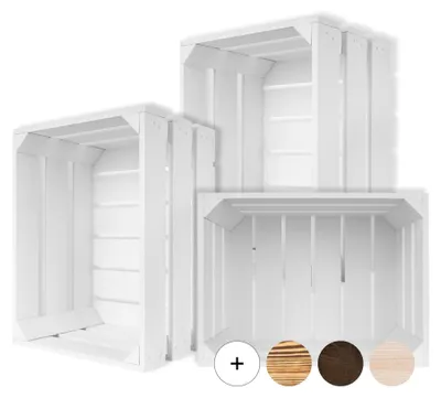 Productafbeelding van Creative Deco 3 x Witte Houten Kist, 40 x 30 x 23 cm