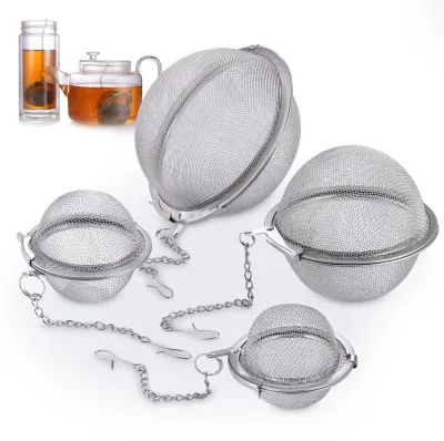 Tee-Ei aus Edelstahl, 4er-Set, feinmaschig, 4,5–9 cm