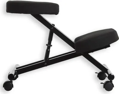 Produktbild von Kniestuhl Kniehocker Sitzhocker Bürohocker Gesundheitsstuhl ROBERT in schwarz, höhenverstellbar, bequem gepolstert, rollbar