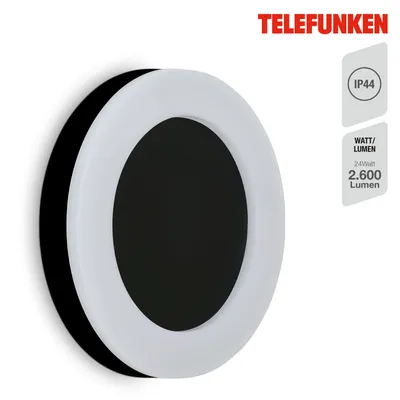 Produktbild von Außenleuchte Telefunken LED Wandleuchte schwarz 24W Gartenlampe