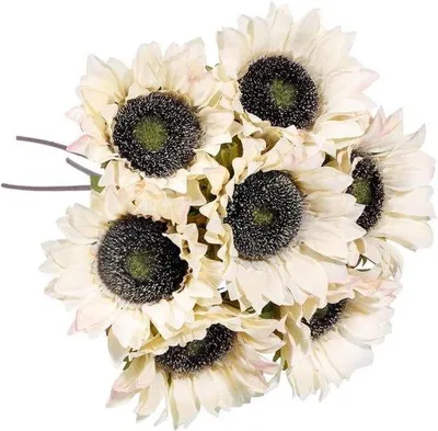 Produktbild von Kunstmatige Herbstdekorationen aus Seide - Realistische Faux Sonnenblumen - Langstielige - Weiße Dekorationen - Tischwaren - Interieuraccessoires