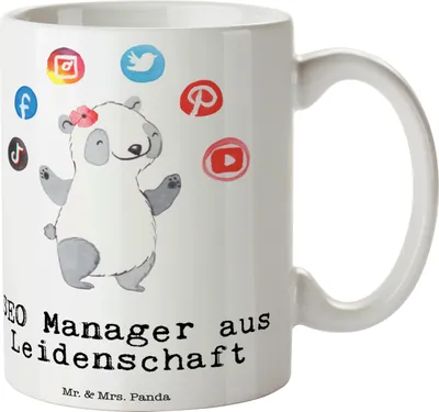 Produktbild von Mr. & Mrs. Panda Kaffeetasse SEO Manager Leidenschaft - Weiß - Geschenk, Kaffeebecher, Teetasse, Becher, Suchmaschinenoptimierung, Digital Marketing, Kakaotasse, Tasse
