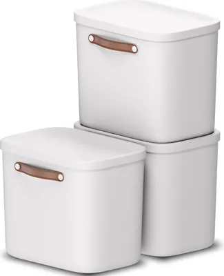 Produktbild von Rotho Aufbewahrungsbox 3er-Set 25L Maloja - Kunststoffbox 40 x 23,5 x 34 cm - Box mit Deckel - Stapelbox sicher verschließbar - Plastikbox
