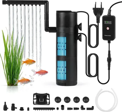 Image de Filtre pour aquarium 5-en-1, débit de 500 litres/heure, pour aquariums de 50 à 125 litres, filtration de l'eau