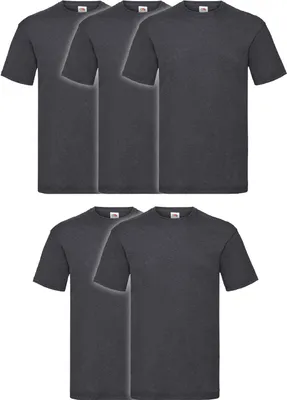 Produktbild von 5er Pack Fruit of the Loom Valueweight T-Shirt + GRATIS MyShirt Stoffbeutel Farbe: dunkelgrau meliert Größe: 2XL