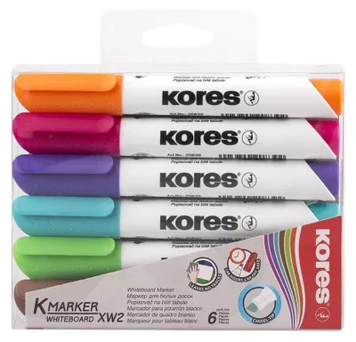 Obrázek produktu pro Kores M20803, 6 kusů, Světle zelená, Modrá, Hnědá, Fialová, Oranžová, Růžová, Rozšířený hrot, Vícebarevný, Kulatý, 5 mm
