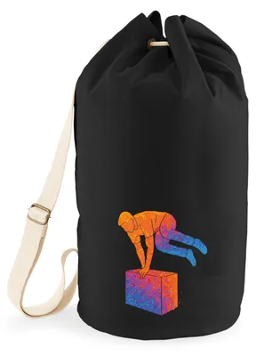 Produktbild von Huuraa Seesack Parkour Freerunning bunte Silhouette 20 Liter Black Baumwolle Rucksack Geschenkidee