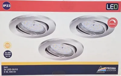 Produktbild von 3er Set LED Einbauleuchte, Ø 8,6 cm, 5 W, Chrom