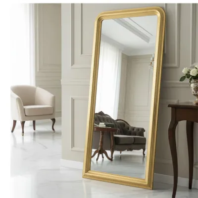 Immagine prodotto di MO.WA specchio da parete specchio a figura intera classico Luigi Filippo 87x187 cm foglia oro, cornice in legno specchio grande classico antico