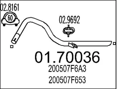 Produktbild von MTS Abgasrohr Auspuffrohr für NISSAN TERRANO II (R20) Hinten 01.70036