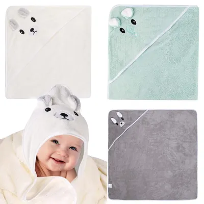 Produktbild von Set mit 3 weichen Baby-Badehandtüchern mit Kapuze