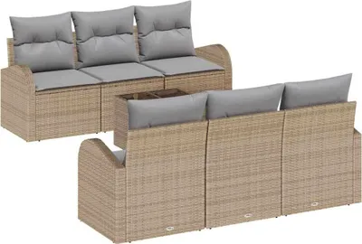 Produktbild von vidaXL Gartensofa-set 7 stk. Beige Poly-Rattan