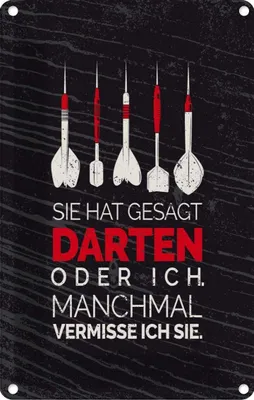 Produktbild von vianmo Blechschild 18x12 cm lustig sie gesagt Darten oder ich Witz Humor Spaß