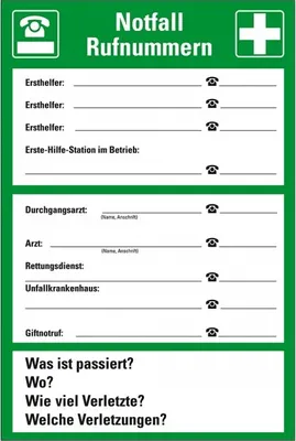 Produktbild von Dreifke® Schild I Aushang Notfall Rufnummern, Kunststoff, 300x400mm