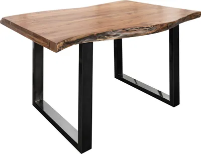 Image de MASSIVMOEBEL24 | Table à manger 140x90 Acacia laqué Bois naturel / Anthracite laqué FREEFORM 5