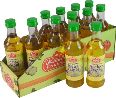Produktbild von Speiseleinöl kaltgepresst von Kunella Feinkost (12 Flaschen à 100 ml)