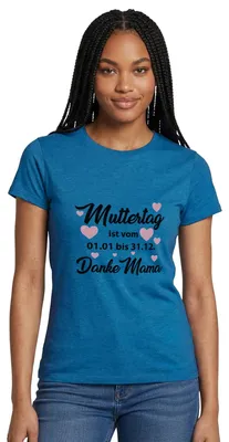 Produktbild von Spreadshirt Muttertag Das Ganze Jahr | Danke Mama Frauen T-Shirt, S, Antikblaues Saphir meliert