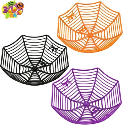 Produktbild von 5 Halloween Schalen mit Spinnennetz für Süßigkeiten, für Halloween Tisch, Süßigkeiten Aufbewahrung