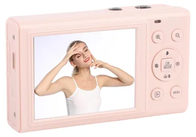 Obrázok produktu pre Digitálny fotoaparát s dvojitým displejom a rozlíšením 5K, 18-násobný zoom, 80 MP, Wi-Fi, fotografovanie pre vlogovanie, automatické zaostrovanie AF, s pamäťovou kartou 32 GB, ružová