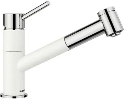 Produktbild von Blanco Einhebel Küchenarmatur mit herausziehbaren Auslauf KANO-S VARIO chrom silgranitweiß matt glänzend 527964