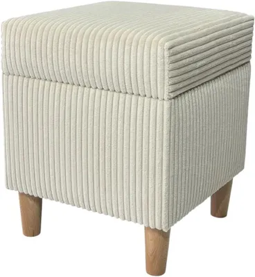 Produktbild von Cord-Sitzhocker mit Stauraum und Polsterung, Fußbank, 35x35x42 (Beige)