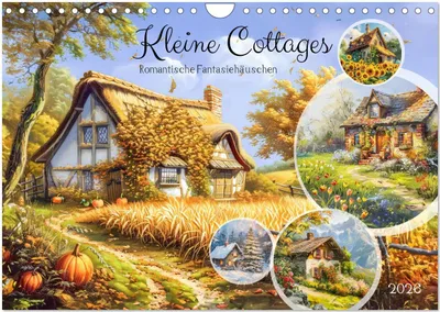 Produktbild von Kleine Cottages - Romantische Fantasiehäuschen (Wandkalender 2026 DIN A4 quer), CALVENDO Monatskalender