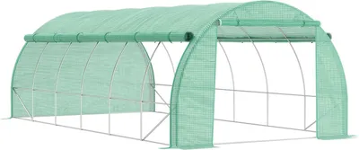 Produktbild von Foliengewächshaus Polytunnel 6X3X2M Begehbar, Uv-Schutz, Aufrollbare Abdeckungen, Stahlrohr, Grün
