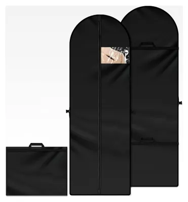 Produktbild von Lange Kleidersäcke 60x180 cm, Faltbare Kleiderhüllen, Anzugtragetasche mit Reißverschluss und Griffen, Atmungsaktiver Mottensicher Kleidersack für Brautkleider, Abendkleider und Anzüge