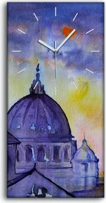 Produktbild von Küchenuhr Bürouhr Leinwand Uhr Geräuschlos 30x60 Malerei Basilika Saint Pietro - weiße Hände