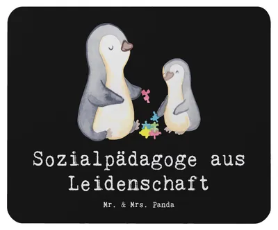 Produktbild von Mr. & Mrs. Panda Mousepad Sozialpädagoge Leidenschaft - Schwarz - Geschenk, Mouse Pad, pc mauspad, mausunterlage