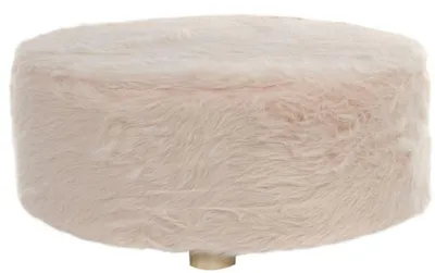 Produktbild von Casa Padrino Designer Fellhocker Rosa Ø 50 x H. 21 cm - Runder Hocker mit Kunstfell