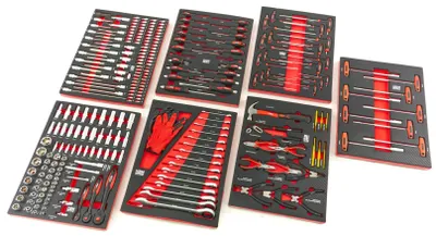 Produktbild von HBM 262-teiliges Premium-Werkzeugset für Werkzeugwagen – ROT