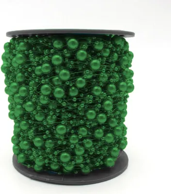 Immagine prodotto di 5 ghirlande di perle, lunghe circa 120 cm, perle da 8 mm, verde scuro