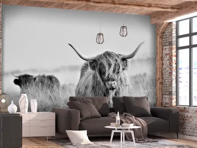 Immagine prodotto di Carta da parati in tessuto con motivo animalistico, prato, campo, bufali, 400x280 cm – Carta da parati moderna in tessuto, ideale per la camera da letto, decorazione murale, ingresso. Codice prodotto: g-B-0146-a-a
