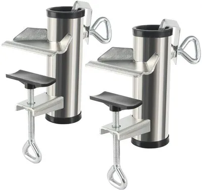 Productafbeelding van Tuinaccessoire - 2 stuks balkonhouders - Metaal - Weerbestendig - Geschikt voor zonneschermen met een diameter van 25-36 mm - Balkonsteun - Stabiele bevestiging - Zonneschermhouder