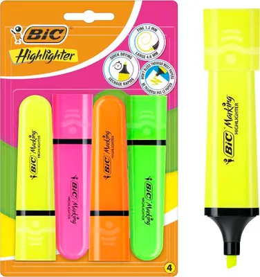 Zdjęcie produktu dla Zakreslacz BIC Flat Highlighter Mix Neon Blister 4szt