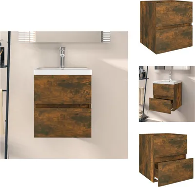 Zdjęcie produktu dla vidaXL Szafka pod umywalkę dąb wędzony 41x38,5x45 cm materiał drewnopochodny - Zestawy mebli łazienkowych