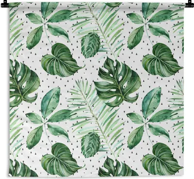 Produktbild von MuchoWow® Wandteppich Wandbehang Blätter - Tropisch - Muster - Grün 150x150 cm Tapisserie Dekoration Wandtuch - Wohnaccessoires - Modernes