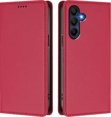 Produktbild von Handyhülle für Samsung Galaxy A16 5G/4G, Kunstleder Klapphülle Stoßfeste Magnetische Hülle mit Ständer Rot