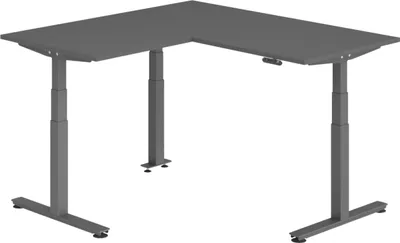 Produktbild von bümö Eckschreibtisch elektrisch höhenverstellbar L-Form - Nachbildung: Graphit, Gestell: Graphit, Größe: Eckschreibtisch 160 x 160 cm