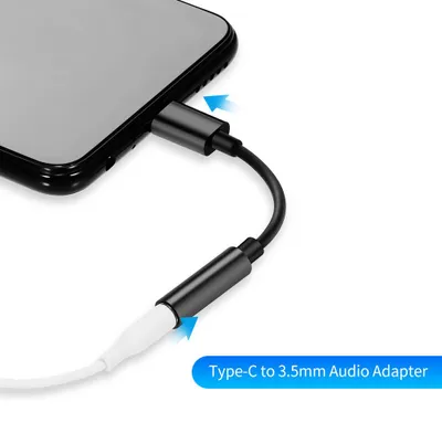 Zdjęcie produktu dla Adapter z Type-C na 3,5 mm – wtyk męski Type-C do gniazda żeńskiego 3,5 mm AUX – zamiennik adaptera audio do urządzeń Huawei, Xiaomi i Samsung – kolor czarny