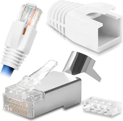 Produktbild von Netzwerk Stecker RJ45 Netzwerkstecker CAT7 CAT6 CAT6A CAT5 vergoldete KontakteStückzahl:20 Stück;Farbe:Weiss