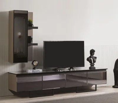 Image de Ensemble élégant de meuble TV et de meuble mural pour salon, style moderne