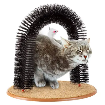 Image de The Cat Arch : arceau de massage et de toilettage, arceau de toilettage pour chats, arceau de toilettage pour chat, griffoir avec jouet souris à l'herbe à chat
